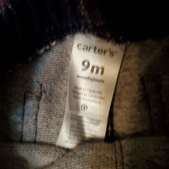 Carter's Plaid Button Down Hoodie Shirt & Elastic Waist Pants Sz 9M - Picture 8 of 12